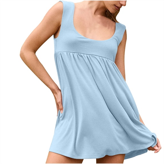Zekutng Summer Dresses for Women New Spring/Summer Round-Neck Polka Short Sleeved Knee Length Dress,Sizes S-2XL