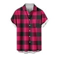 thumbnail image 1 of Zekutng T Shirts for Man Short-Sleeve Checkered Button-Down Cardigan with Collar,Sizes M-5XL, 1 of 5