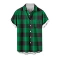 thumbnail image 1 of Zekutng T Shirts for Man Short-Sleeve Checkered Button-Down Cardigan with Collar,Sizes M-5XL, 1 of 5
