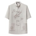 thumbnail image 1 of Zekutng T Shirts for Man Stand-Up Collar Retro Button-Down Short-Sleeve Shirt,Sizes S-3XL, 1 of 3