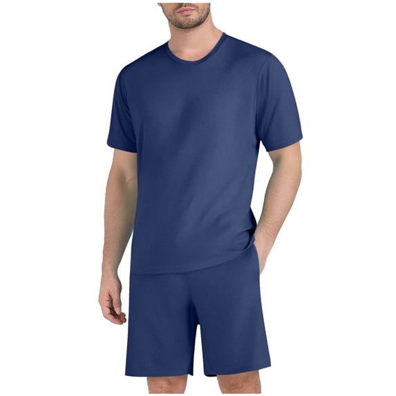 Zekutng Two Piece Sets for Men Running Fitness Exercise Pocket Drawstring Solid Casual Short Sleeve Round Neck Tops and Shorts Beach Sets,Sizes S-4XL