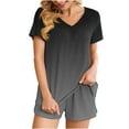 thumbnail image 1 of Zekutng Two Piece Sets for Women 2PC Gradient Casual Home Two-Piece V-Neck Top with Pocket Shorts Set,Sizes S-2XL, 1 of 6