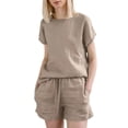 thumbnail image 1 of Zekutng Two Piece Sets for Women Short Sleeve Tops and Shorts Casual 2PC Sets with Pockets,Sizes S-5XL, 1 of 8