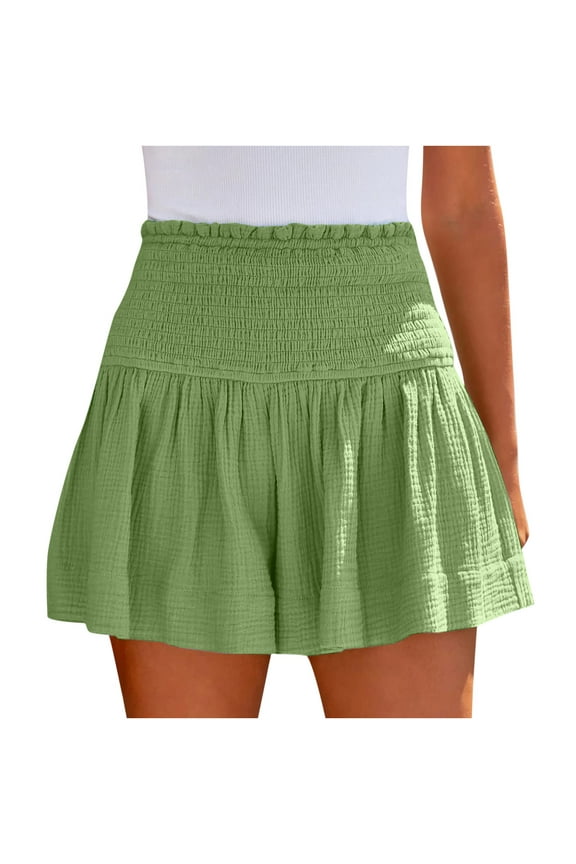 Zekutng Women's Shorts Solid Color Casual Summer High Waist Shorts,Sizes S-2XL