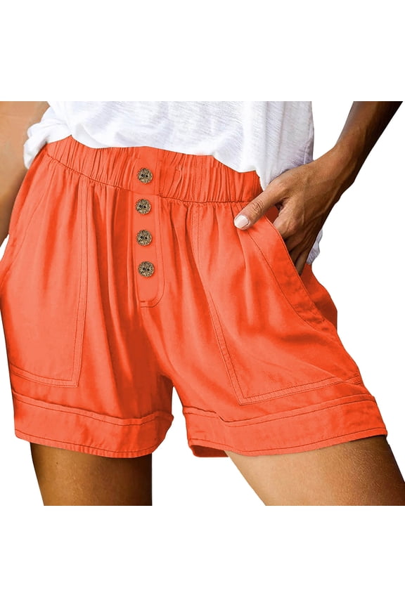 Zekutng Women's Shorts Summer Solid Pocket Casual Sports Shorts,Sizes S-3XL
