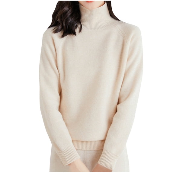 Zekutng Women's Sweaters Half High Neck Raglan Sleeve Knit Pullover Soft Plain Knitted Long Sleeve Slim Relaxed,Sizes S-2XL