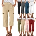 thumbnail image 1 of Zekutng Womens Capris Cargo Straight-Leg Button-Fly Zipper Pants with Multiple Pockets,Sizes S-2XL, 1 of 5