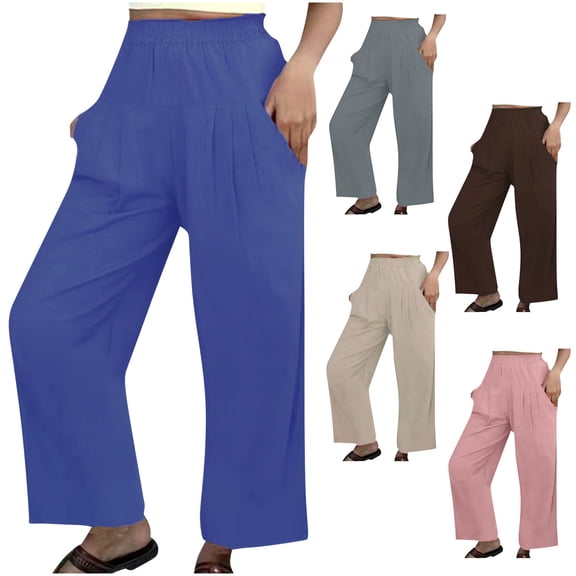 Zekutng Womens Pants Solid Color Leisure Pockets Loose Pants,Sizes S-3XL
