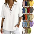 thumbnail image 1 of Zekutng Womens Summer Tops Button-Down Collar Cotton Breathable Short-Sleeve Top,Sizes S-3XL, 1 of 7