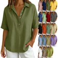 thumbnail image 1 of Zekutng Womens Summer Tops Button-Down Collar Cotton Breathable Short-Sleeve Top,Sizes S-3XL, 1 of 6
