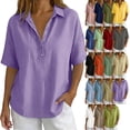 thumbnail image 1 of Zekutng Womens Summer Tops Button-Down Collar Cotton Breathable Short-Sleeve Top,Sizes S-3XL, 1 of 7