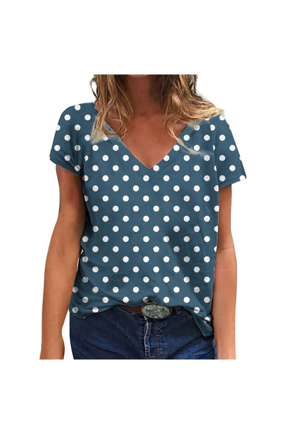 Womens Summer Tops Casual Loose Blouse Printing V Neck T-Shirt Blouse Print Tee,Sizes S-2XL