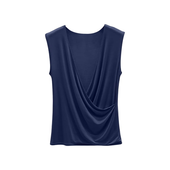Zekutng Womens Tops Casual Solid Color V-Neck Summer Sleeveless Camisole Blouse T-shirt Tank Top,Sizes M-5XL