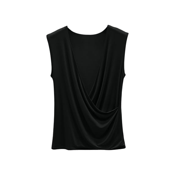 Zekutng Womens Tops Casual Solid Color V-Neck Summer Sleeveless Camisole Blouse T-shirt Tank Top,Sizes M-5XL