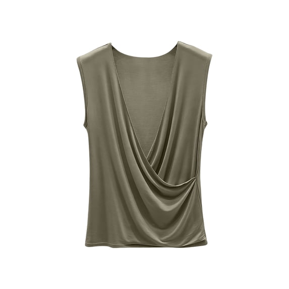 Zekutng Womens Tops Casual Solid Color V-Neck Summer Sleeveless Camisole Blouse T-shirt Tank Top,Sizes M-5XL