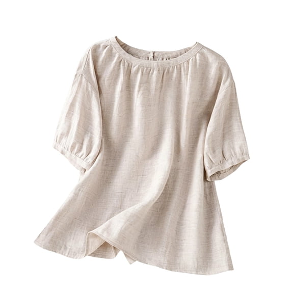 Zekutng Womens Tops Solid Casual Round Neck Short Sleeves Shirts,Sizes M-2XL