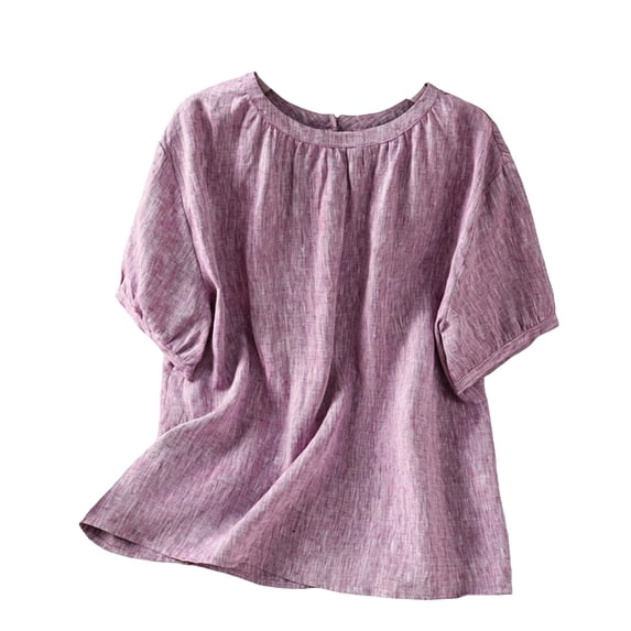 Zekutng Womens Tops Solid Casual Round Neck Short Sleeves Shirts,Sizes M-2XL