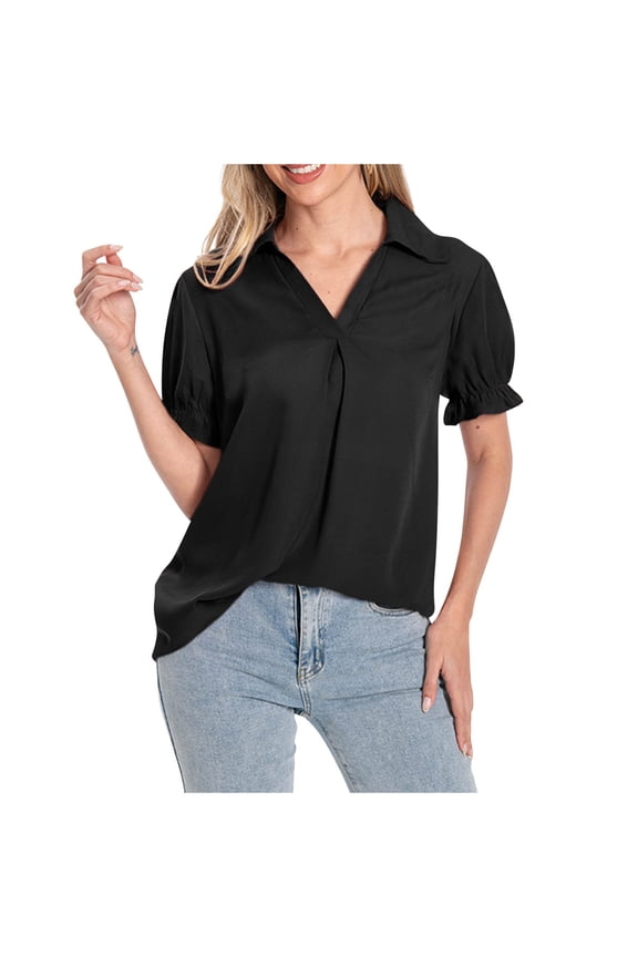 Womens Tops Solid Color Large Solid Lattice Fall Loose Button Long Sleeve Top,Sizes S-2XL