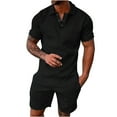 thumbnail image 1 of Zekutng Workout Sets for Men Track Suits 2 Piece Summer Casual and Short Sleeve Turndown Collar T-shirts and Shorts Set,Sizes S-5XL, 1 of 5