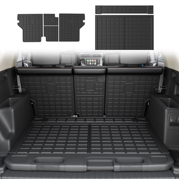 Zekzoop Cargo Liner & Backrest Mats for Toyota 4Runner 10-24 5 Seat (w/Sliding Cargo Deck), TPE All Weather Waterproof Non-Slip SUV Interior Accessories