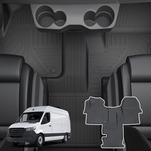 Zekzoop TPE All Weather Floor Mats, Fits Mercedes Sprinter Cargo Van 19-26, Not for Crew/Pass Van or Cab Chassis, Anti-Scratch Van Interior Accessories