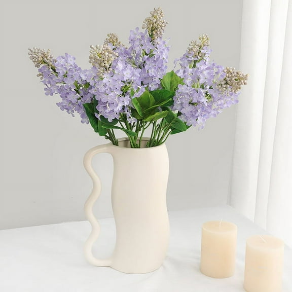 Zeland Florals Artificial Light Blue Single Stem Lilac Silk Flowers Bouquet