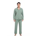 thumbnail image 1 of Zelax Mens Cotton Pajama Set – Long Sleeve Sleepwear with Classic Button Down Design (X-Large, Saga Green), 1 of 7
