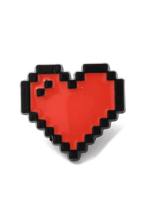 Zeld Pixel Heart Alloy Brooches Heart Enamel Pins for Clothes Backpack Red 14x15mm