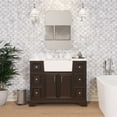 thumbnail image 1 of Zelda 42" Farmhouse Bathroom Vanity with Chocolate Cabinet and Carrara Marble Top, 1 of 6