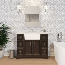 Zelda 42" Farmhouse Bathroom Vanity with Chocolate Cabinet and Quartz Top