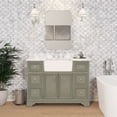 thumbnail image 1 of Zelda 48" Farmhouse Bathroom Vanity with Weathered Gray Cabinet and Carrara Marble Top, 1 of 6