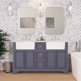 thumbnail image 1 of Zelda 60" Double Farmhouse Bathroom Vanity with Powder Gray Cabinet and Quartz Top, 1 of 8