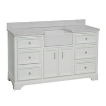 Zelda 60" Single Farmhouse Bathroom Vanity with White Cabinet and Engineered Carrara Top