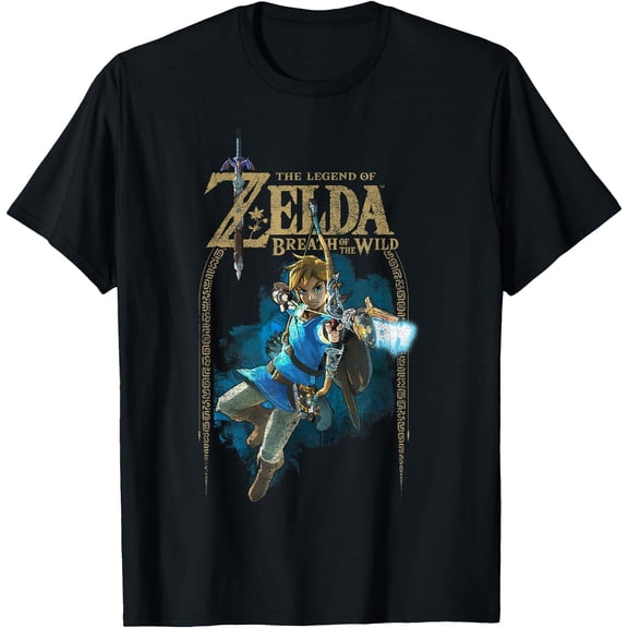 Zelda Breath Of The Wild Link Arch Shot Logo Graphic DTG Print Unisex T-Shirt,Black Color,Size M