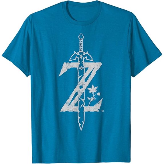 Zelda Breath Of The Wild Logo T-Shirt, Sapphire Color, Size S