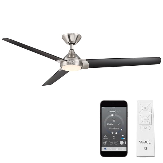 Zelda Indoor and Outdoor 3-Blade Smart Ceiling Fan 60in Brushed Nickel Matte Black with 3000K LED Light Kit and Remote Control