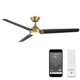 thumbnail image 1 of Zelda Indoor and Outdoor 3-Blade Smart Ceiling Fan 60in Soft Brass Matte Black with 3000K LED Light Kit and Remote Control, 1 of 5