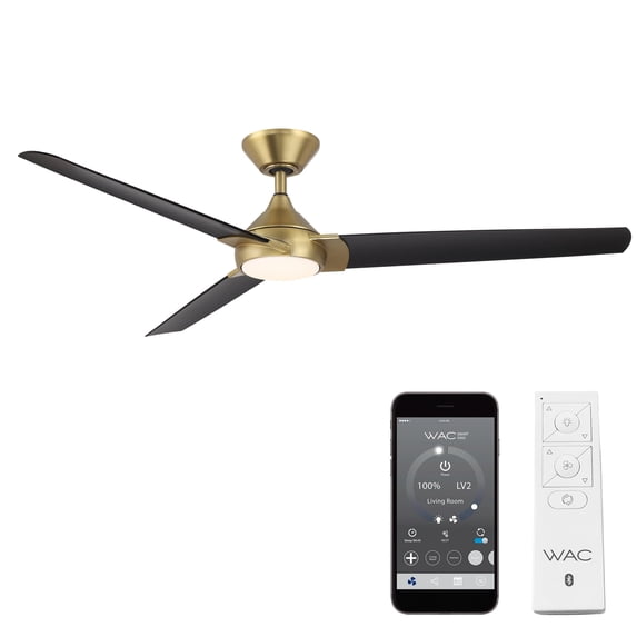 Zelda Indoor and Outdoor 3-Blade Smart Ceiling Fan 60in Soft Brass Matte Black with 3000K LED Light Kit and Remote Control