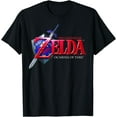 thumbnail image 1 of Zelda Ocarina of Time Classic Logo Graphic DTG Print Unisex T-Shirt,Black Color,Size XL, 1 of 5