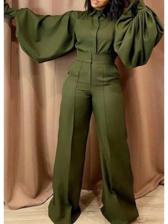 Zelda Puff Sleeve Jumpsuit Burgundy| Black| Green
