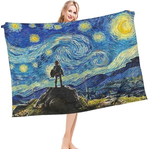 Zelda Throw Blanket Legends of Zelda Blanket Game Blanket Zelda Poster Breath Wild Mountain Castle Cartoon Art Fleece Blanket Decor for Sofa Living Room Bedroom Dorm Apartments 50 "x 40"