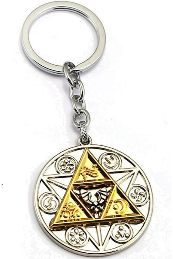 Zelda Triforce Medallion Goddess Symbols Matrix Metal Keychain Key Ring