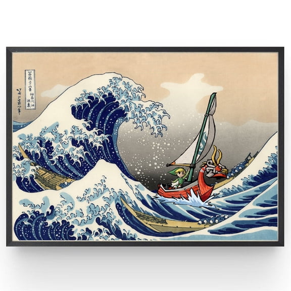 Zelda Windwaker Great Wave Poster, Japanese Art Print, Unframed Paper Poster 8x10in