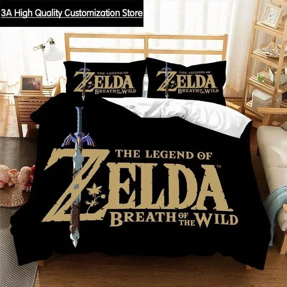 Zelda of Legend Duvet Cover Set – 3 Piece Super Soft Bedding with Pillowcase, Cover ONLY Comforter Not Included Zelda of Legend Party Supplies