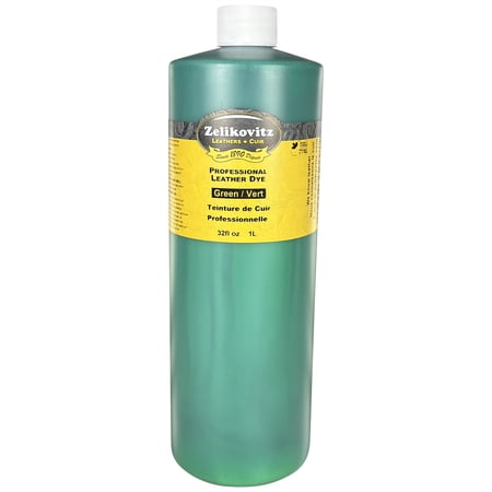 Zeli Pro Waterbased Leather Pigment Dye 32 Ounce Bottles (2142 Green)