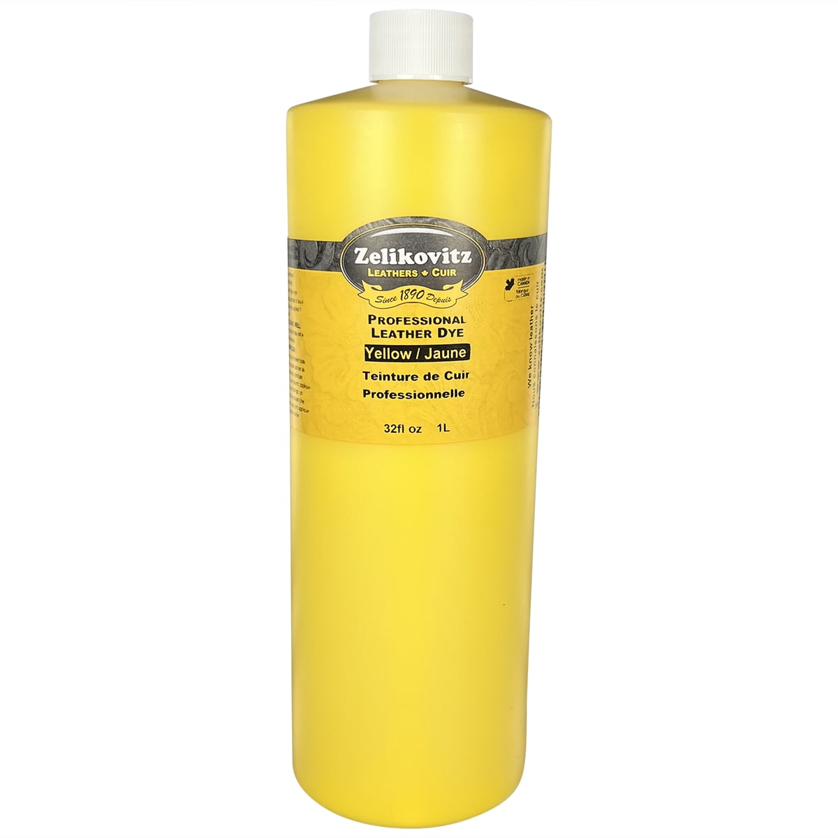 Zeli Pro Waterbased Leather Pigment Dye 32 Ounce Bottles (Yellow)