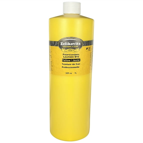 Zeli Pro Waterbased Leather Pigment Dye 32 Ounce Bottles (Yellow)