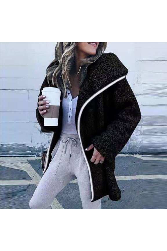Zelic Winter Coats For Women Fall Fashion 2022 Fashion Womens Warm Faux Coat Cardigan Winter Solid Long Sleeve Outerwear, Black