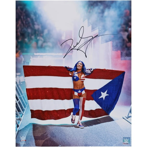 Zelina Vega WWE Autographed 16" x 20" 2023 Backlash Entrance with Flag Photograph - Fanatics Authentic Certified