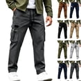 thumbnail image 1 of Zeliretfy Men's Pants Athletic Pants For Men Soft Material Practical Design For Athletic Activities Wide Leg Side Pockets Lightweight Straight Leg Multiple Pockets, 1 of 6